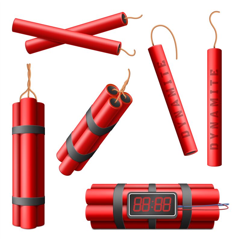 Realistic burning dynamite bomb sticks, 3d explosive red bomb with exp WinWin_artlab | TheHungryJPEG