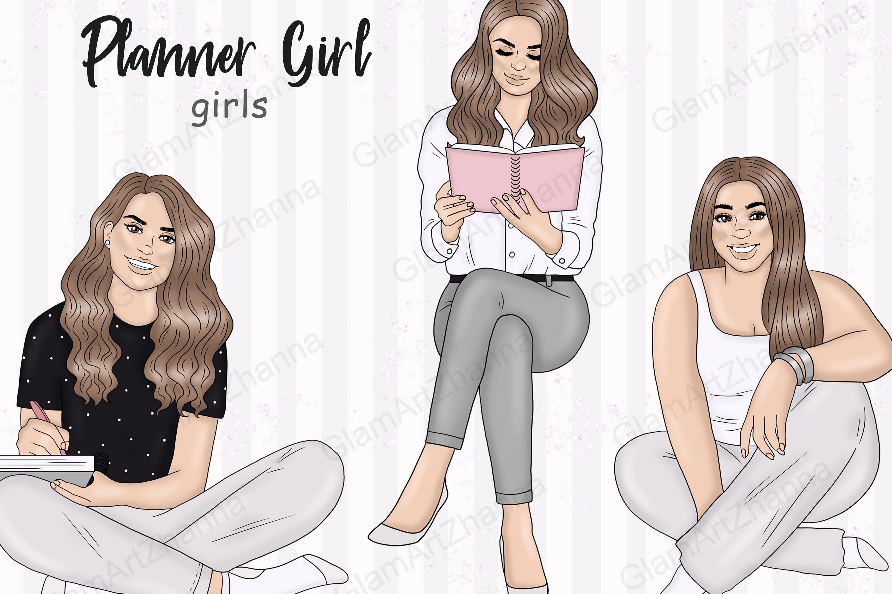 Planner Girl Clipart Girls By GlamArtZhanna | TheHungryJPEG.com