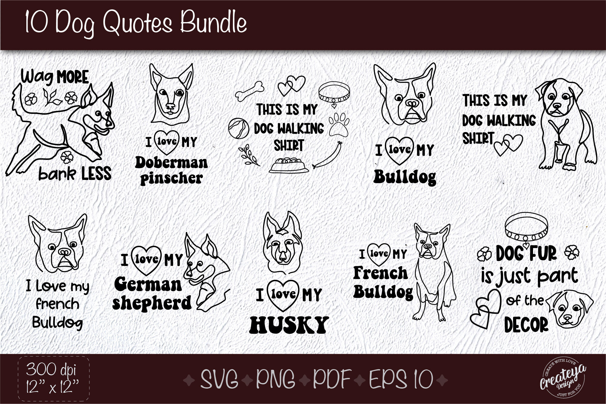 Dog Svg Bundle, vol.3 Svg Vector T-shirt Design Dog Quote Svg, Paw Svg,  Funny