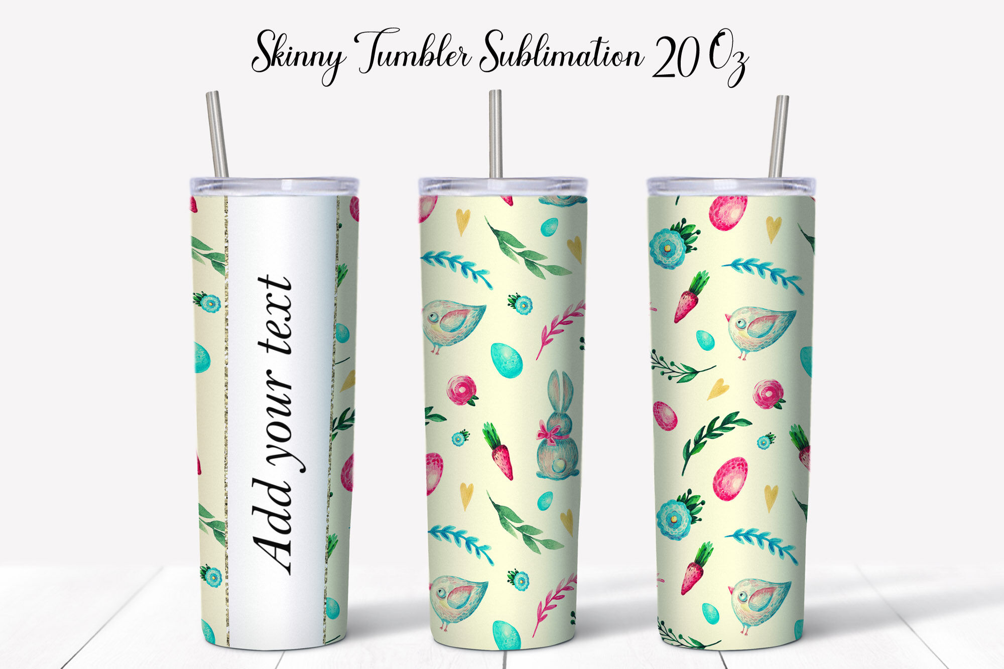 Easter Tumbler Sublimation Designs Bundle, 20 Oz Skinny Tumbler