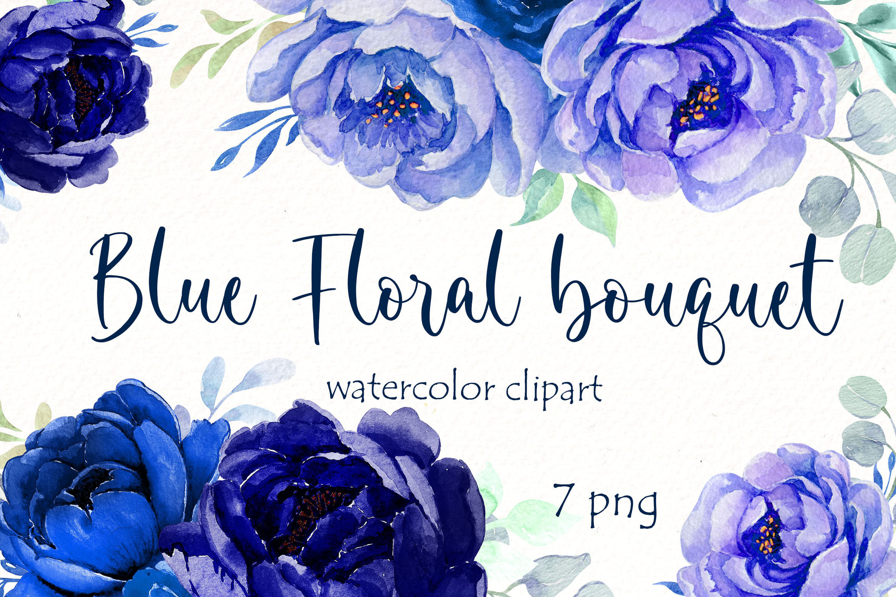 navy blue flowers clip art