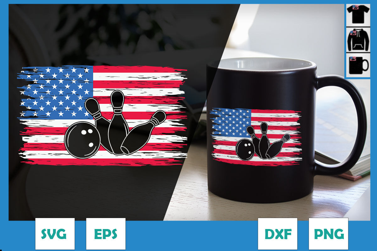 Bowling Pins USA Flag American Bowler By Pecgine | TheHungryJPEG