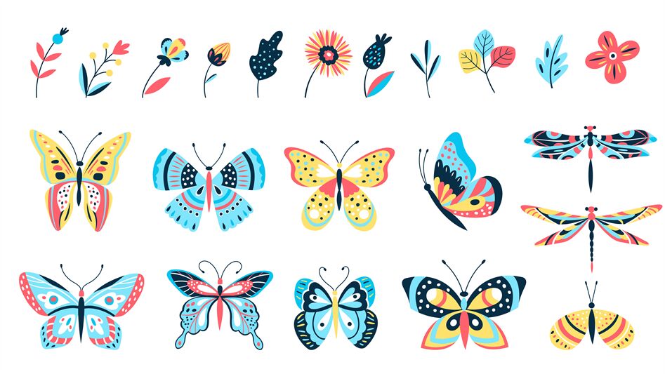 butterfly with flower clipart patterns