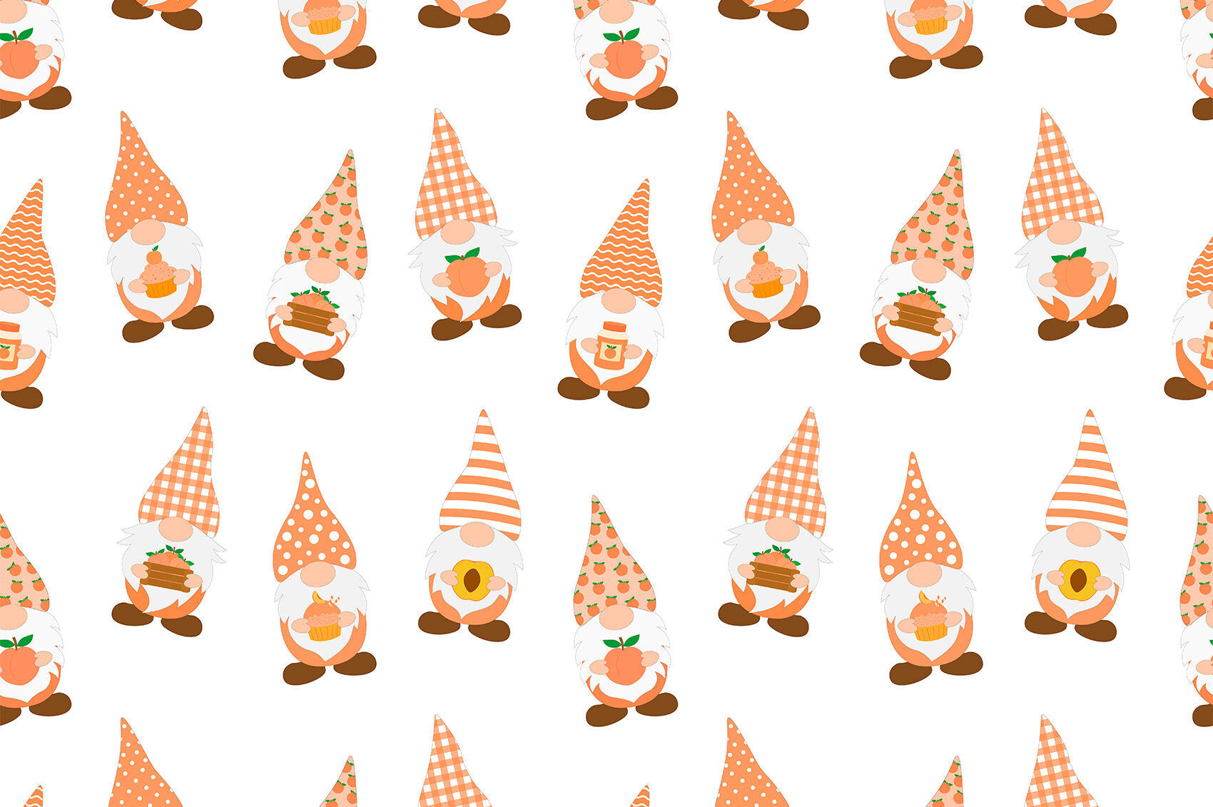 Peach Gnomes pattern. Peach Gnomes SVG. Gnomes background By IrinaShishkova  | TheHungryJPEG
