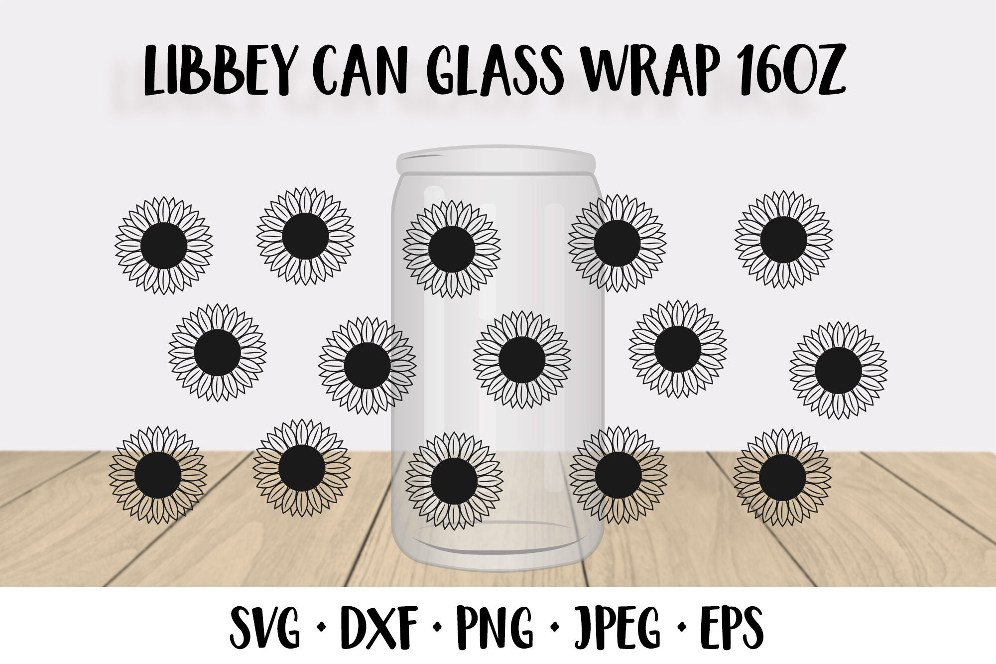 16oz Libbey Glass Can Full Wrap - Digital Download SVG Files For Cricut -  Silhouette - Wrap Template - Glass cup can Template