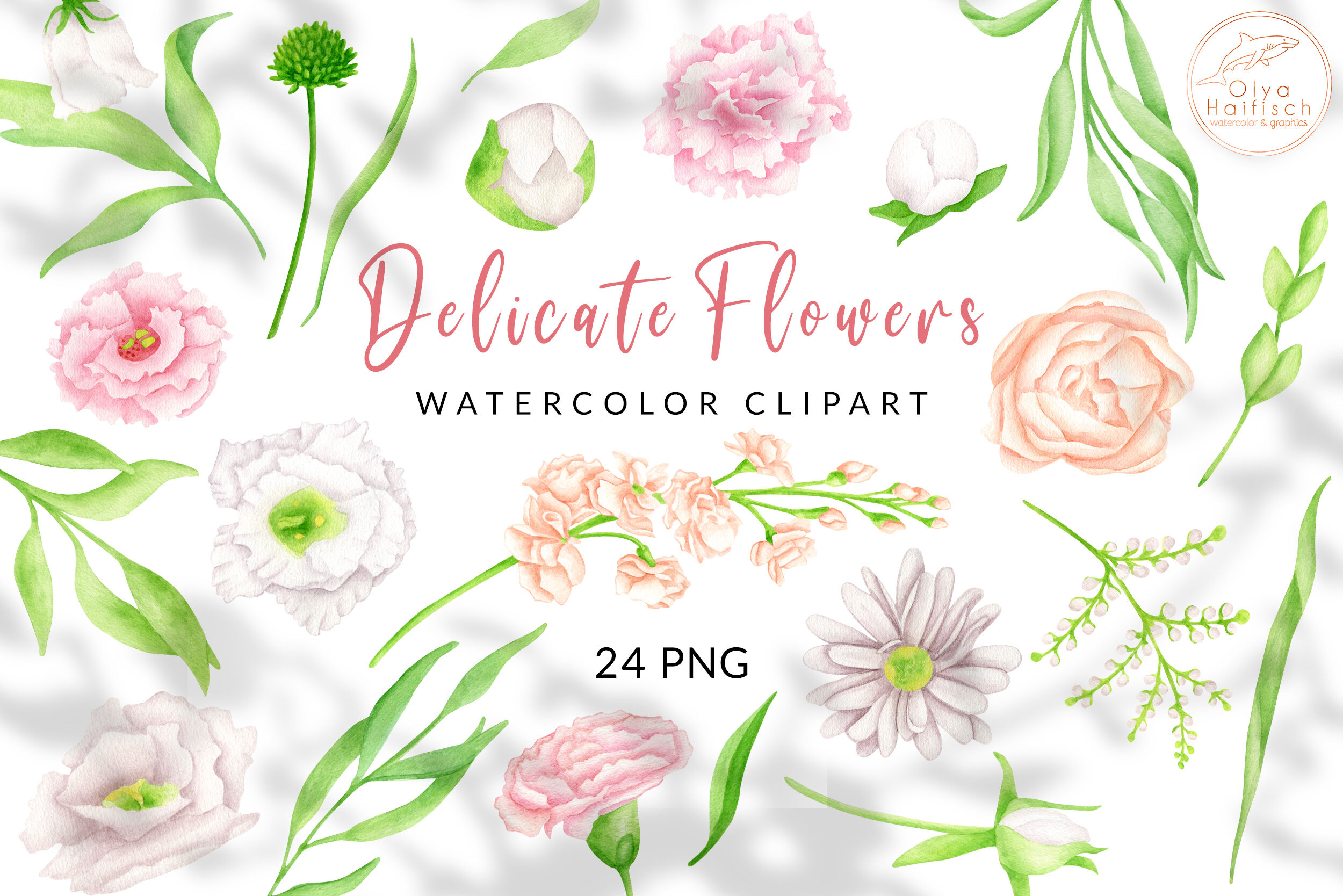 Watercolor Flowers Clipart. Wedding Floral PNG. Pastel Neutral FLowers By  Olya Haifisch | TheHungryJPEG