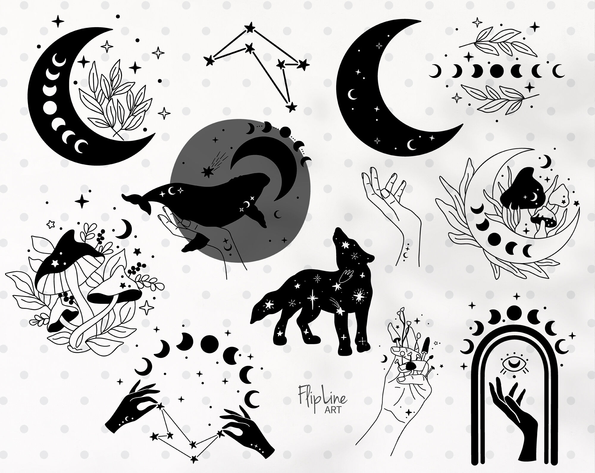 Black Moon Svg Crescent Moon Png Moon Phase Vector Witchy 