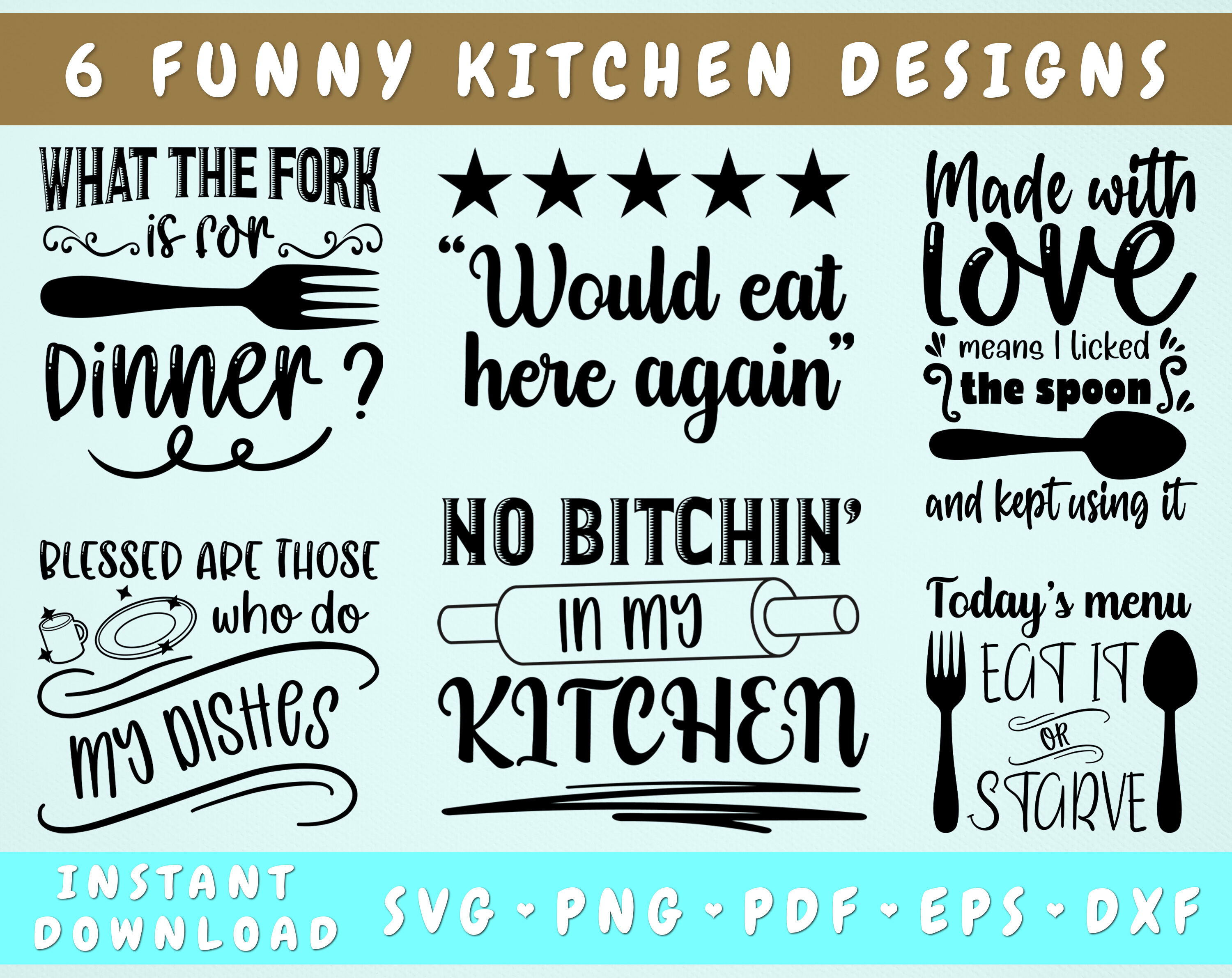 Funny Kitchen Svg Quotes Cooking Sayings Bundle Png Cutting -  Sweden