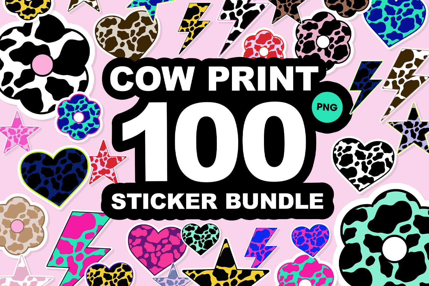 Cow print stickers, 90s stickers png By Digitartx