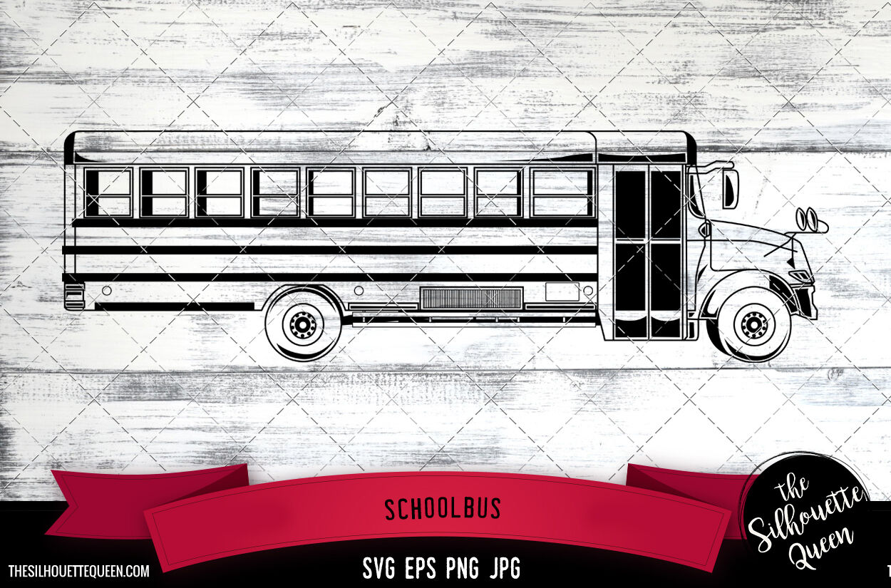 school bus vector black and white