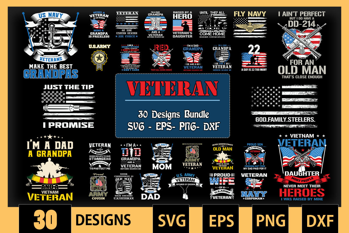 Veteran Bundle SVG 30 designs By Pecgine | TheHungryJPEG