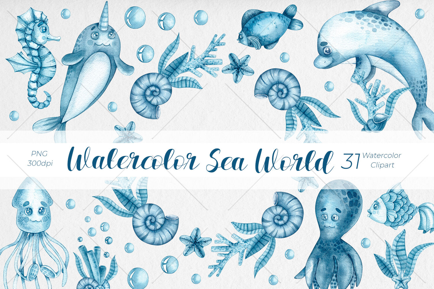 Watercolor Sea World, Watercolor Clipart PNG By SKartistStudio ...