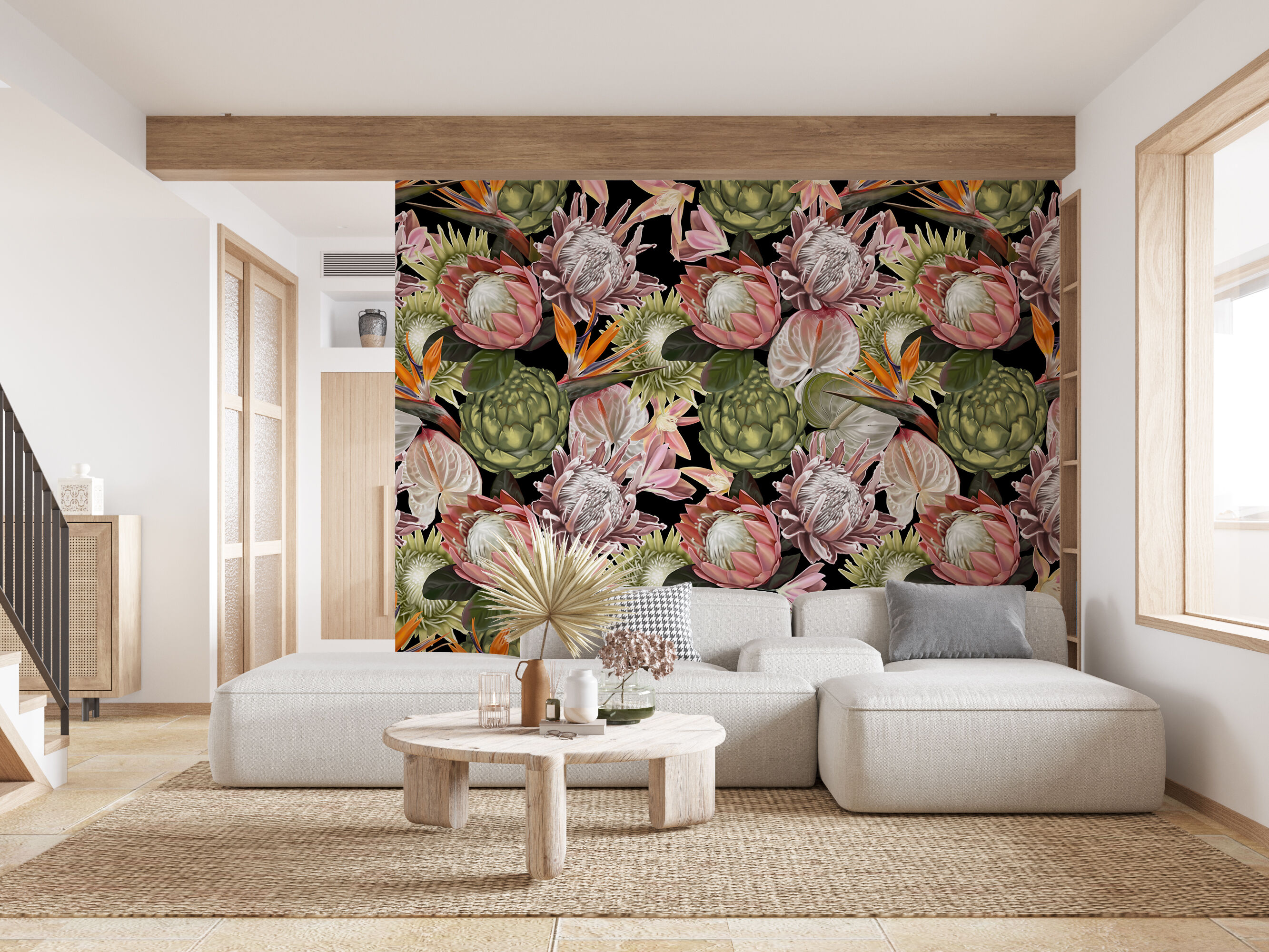 Wallpaper Protea, Strelitzia Seamless Pattern By NNclipart | TheHungryJPEG