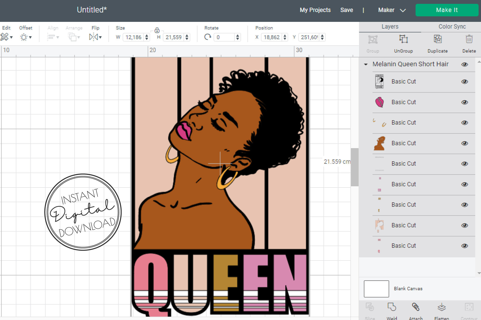 Melanin Black Queen SVG for Cricut. Short Curly Hair Girl By Orange ...