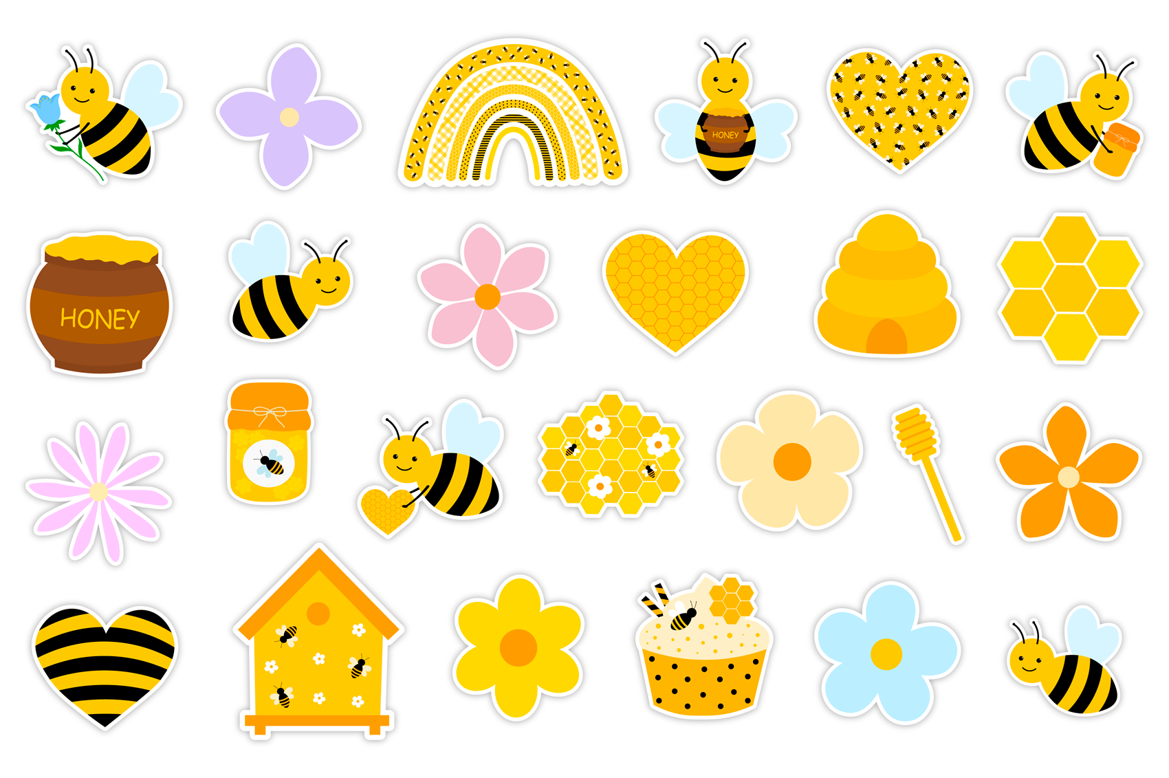 single Overlap Precipice Bees stickers PNG. Bees stickers printable. Bees bundle By IrinaShishkova |  TheHungryJPEG