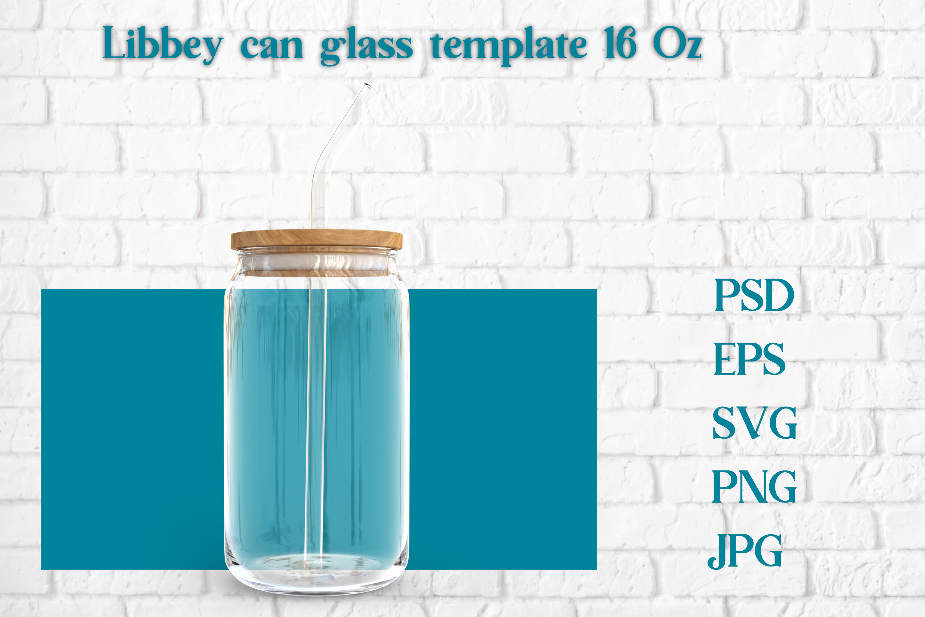 16oz CLEAR Libbey Glass Can Mock Up for Photoshop & Canva, Instant