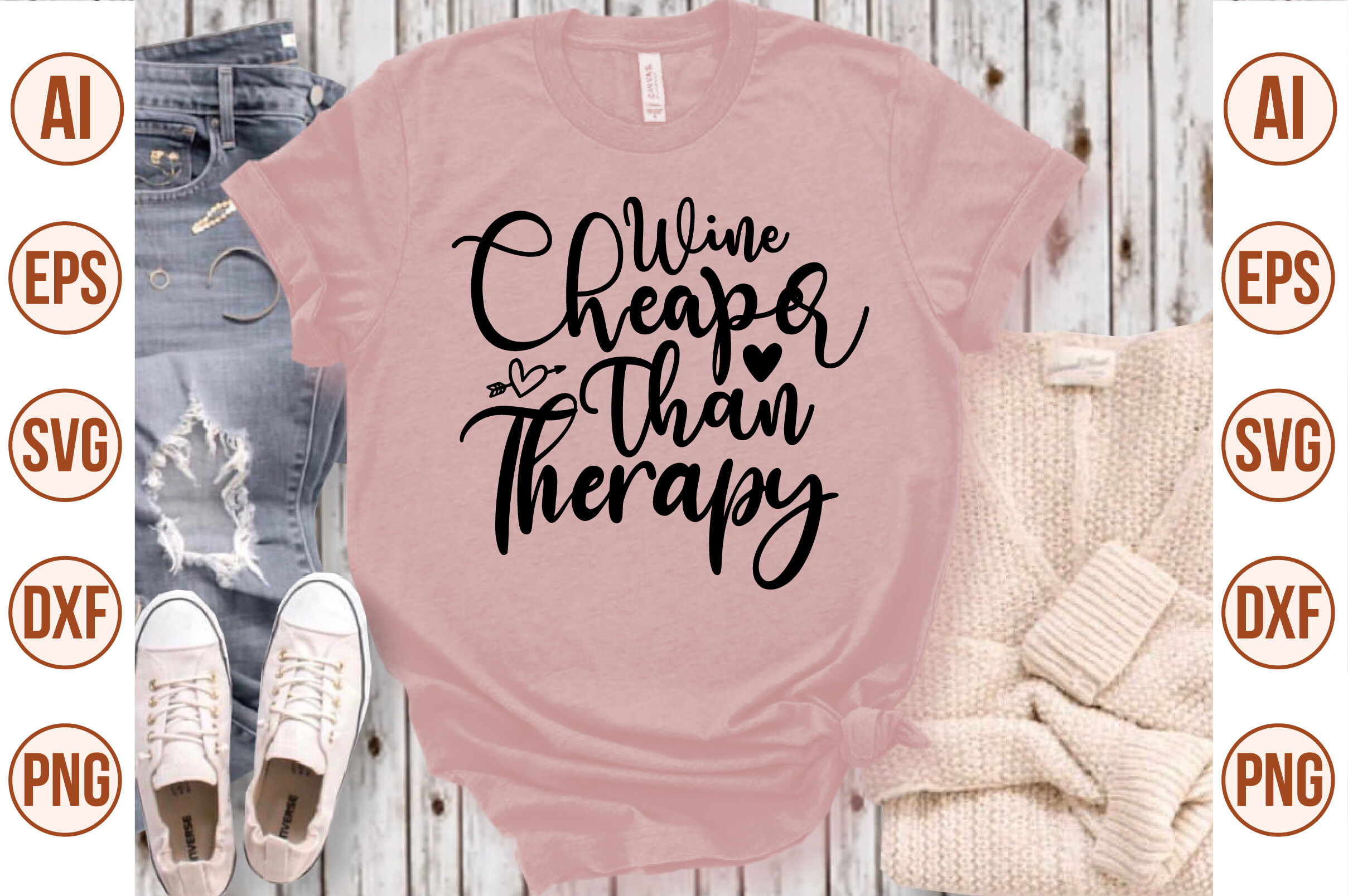 Wine Cheaper Than Therapy svg By orpitaroy | TheHungryJPEG