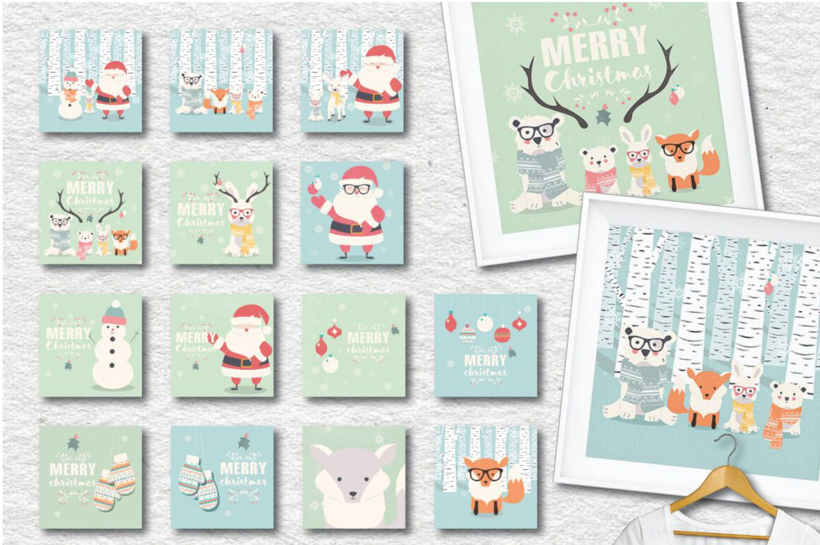 Christmas- 27 postcards, 12 patterns By BlueLela Design | TheHungryJPEG