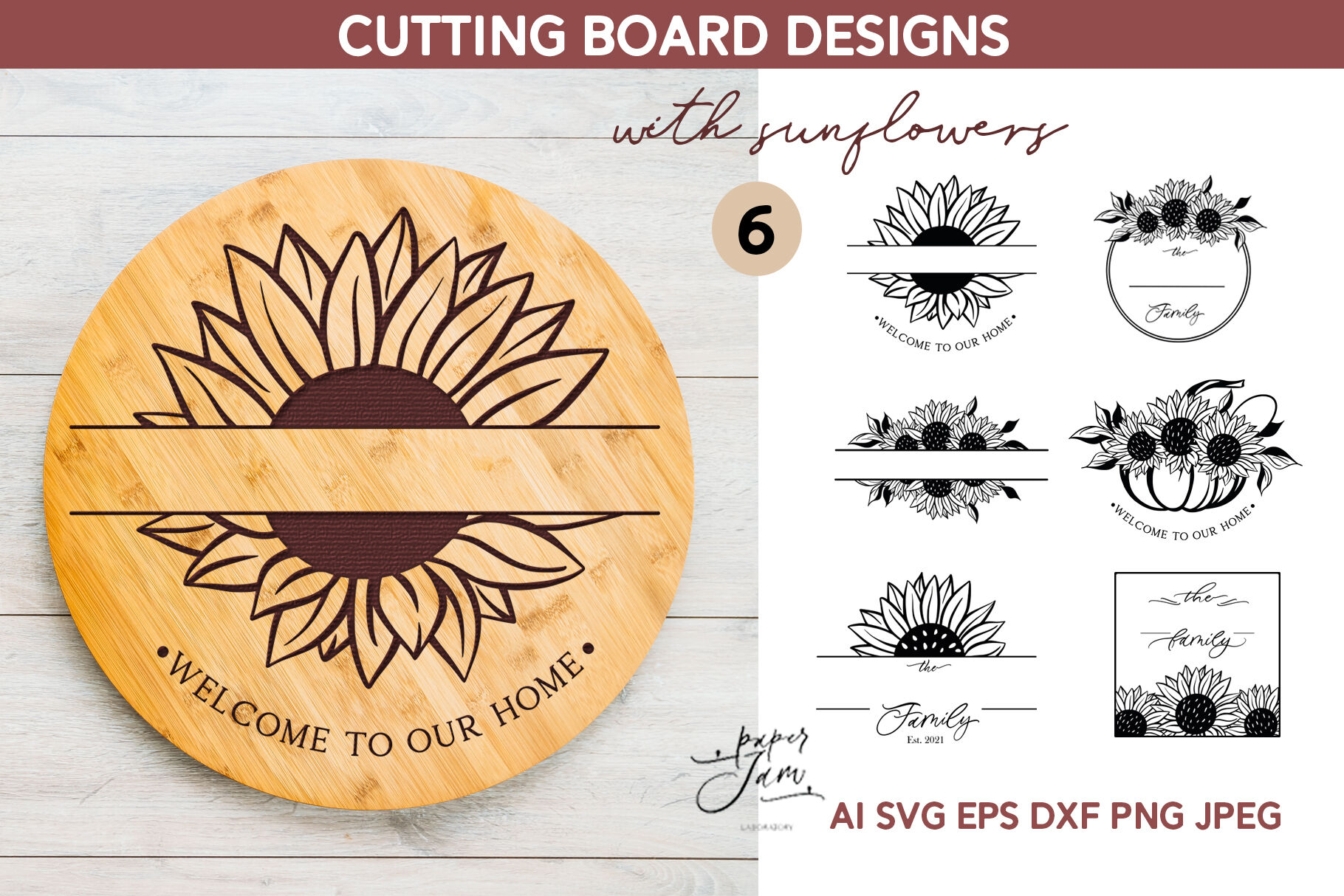 Cutting board SVG for Cricut Glowforge Kitchen svg dxf png By PaperJamLab