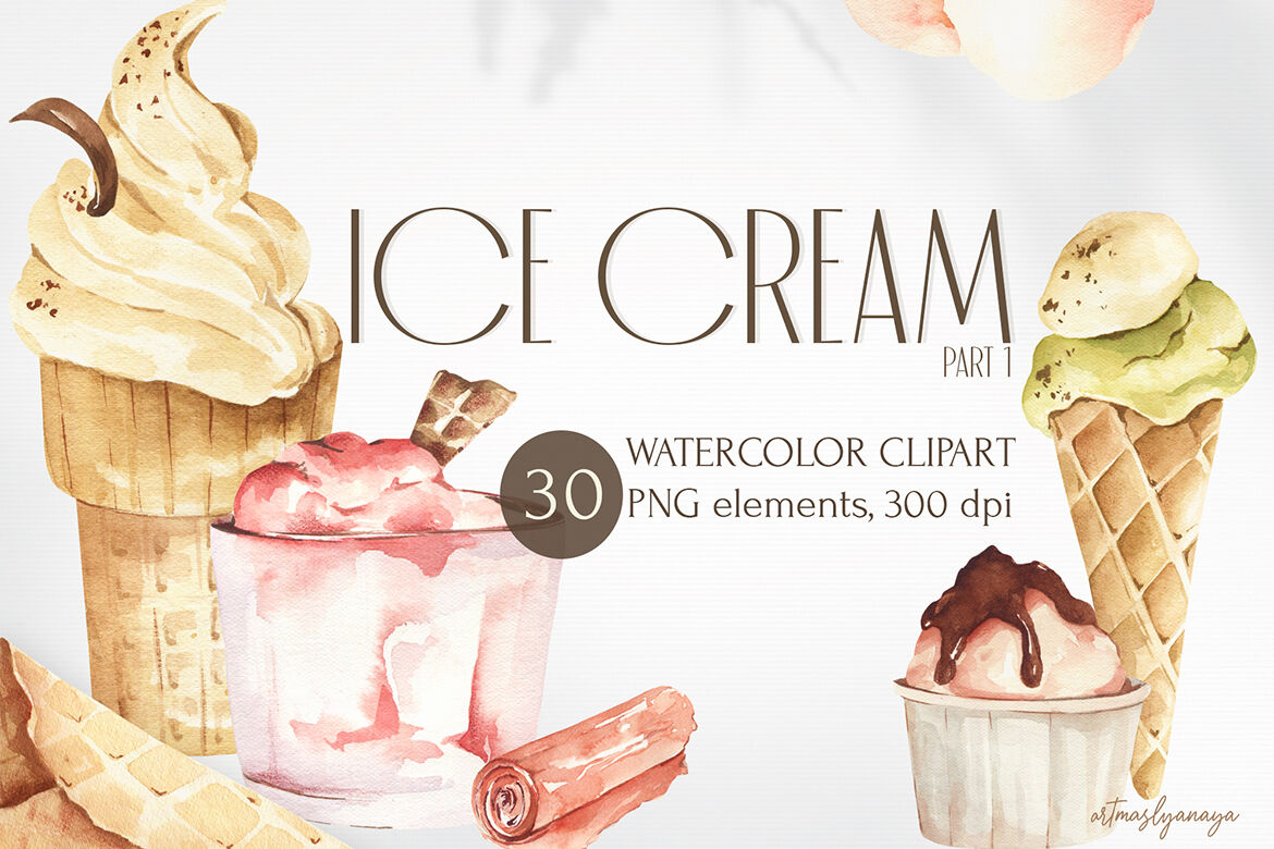 Ice Cream Clip Art, Cone, Scoops, Dessert, Ice Cream Party Clipart 
