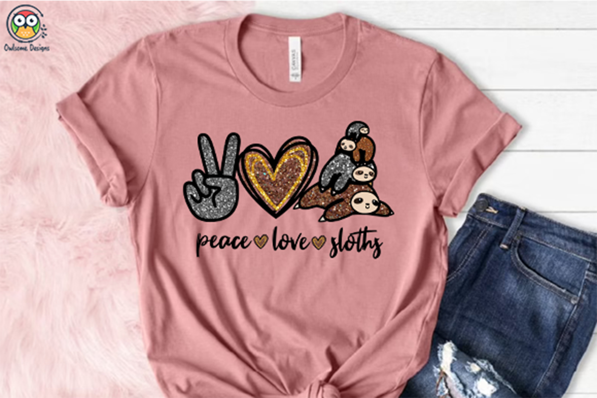 Peace love sloths Sublimation Design By Owlsome.designs | TheHungryJPEG