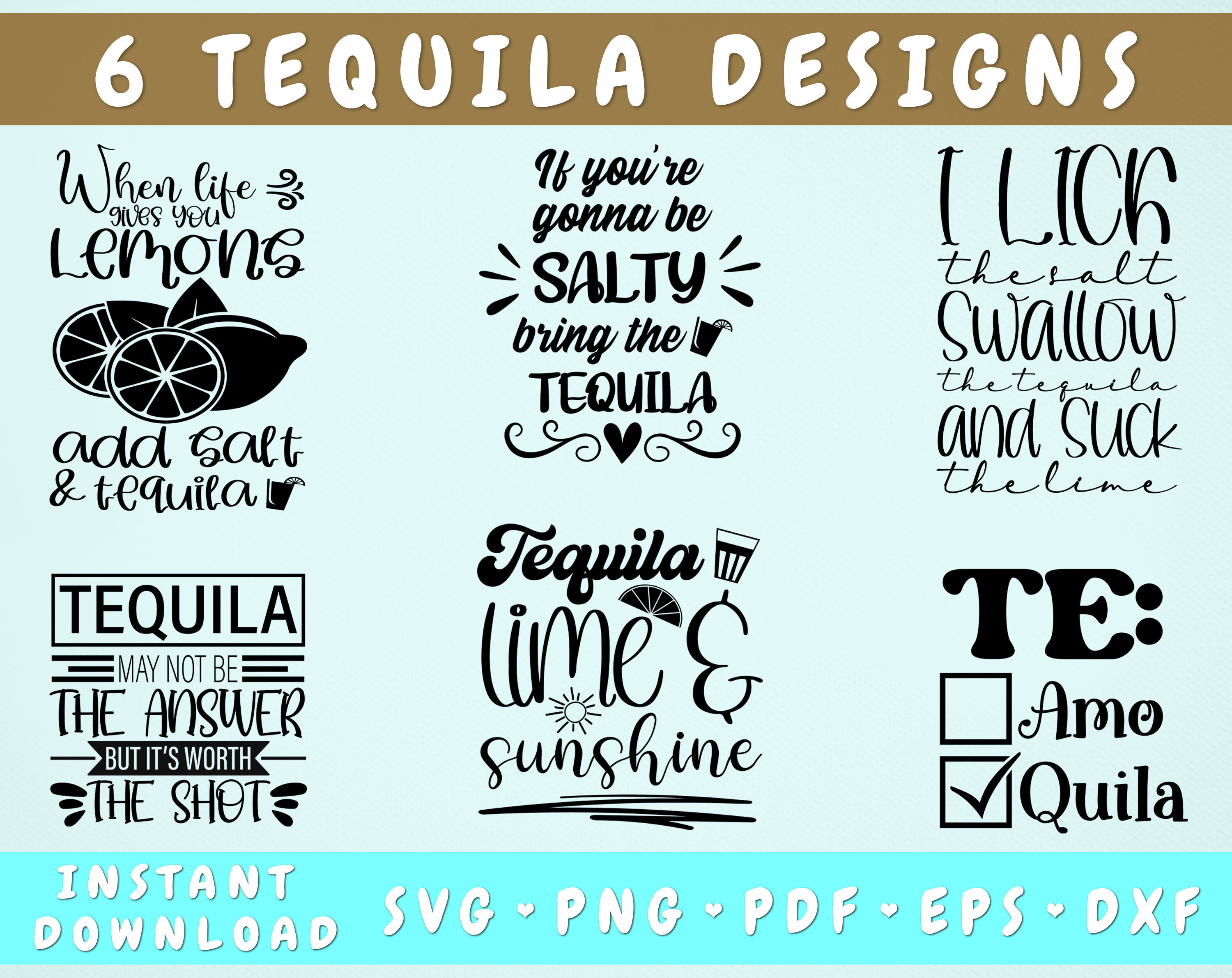 Tequila Quotes SVG Bundle, 6 Designs, Tequila Sayings SVG, PNG By  LemonStudioCreations | TheHungryJPEG