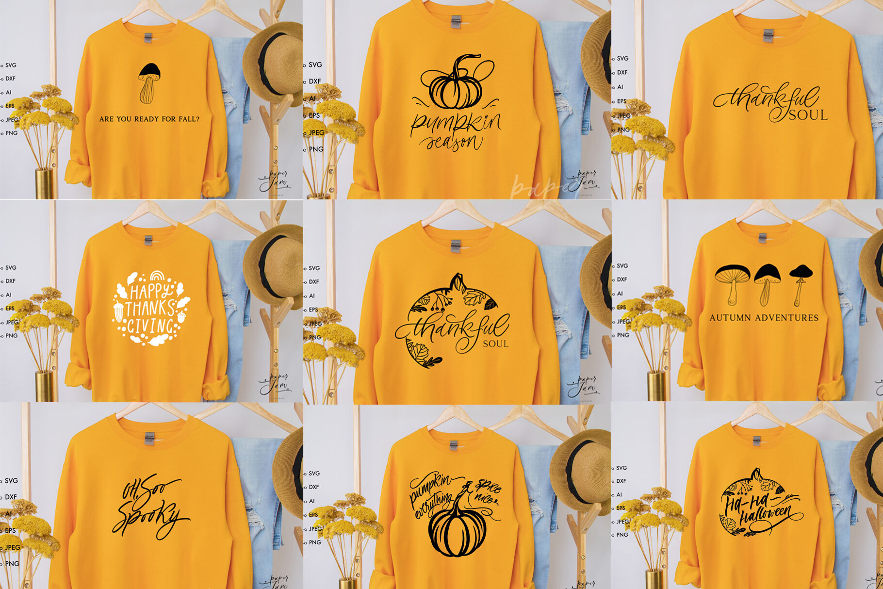 Fall svg bundle Autumn shirt svg png Cricut and sublimation By PaperJamLab