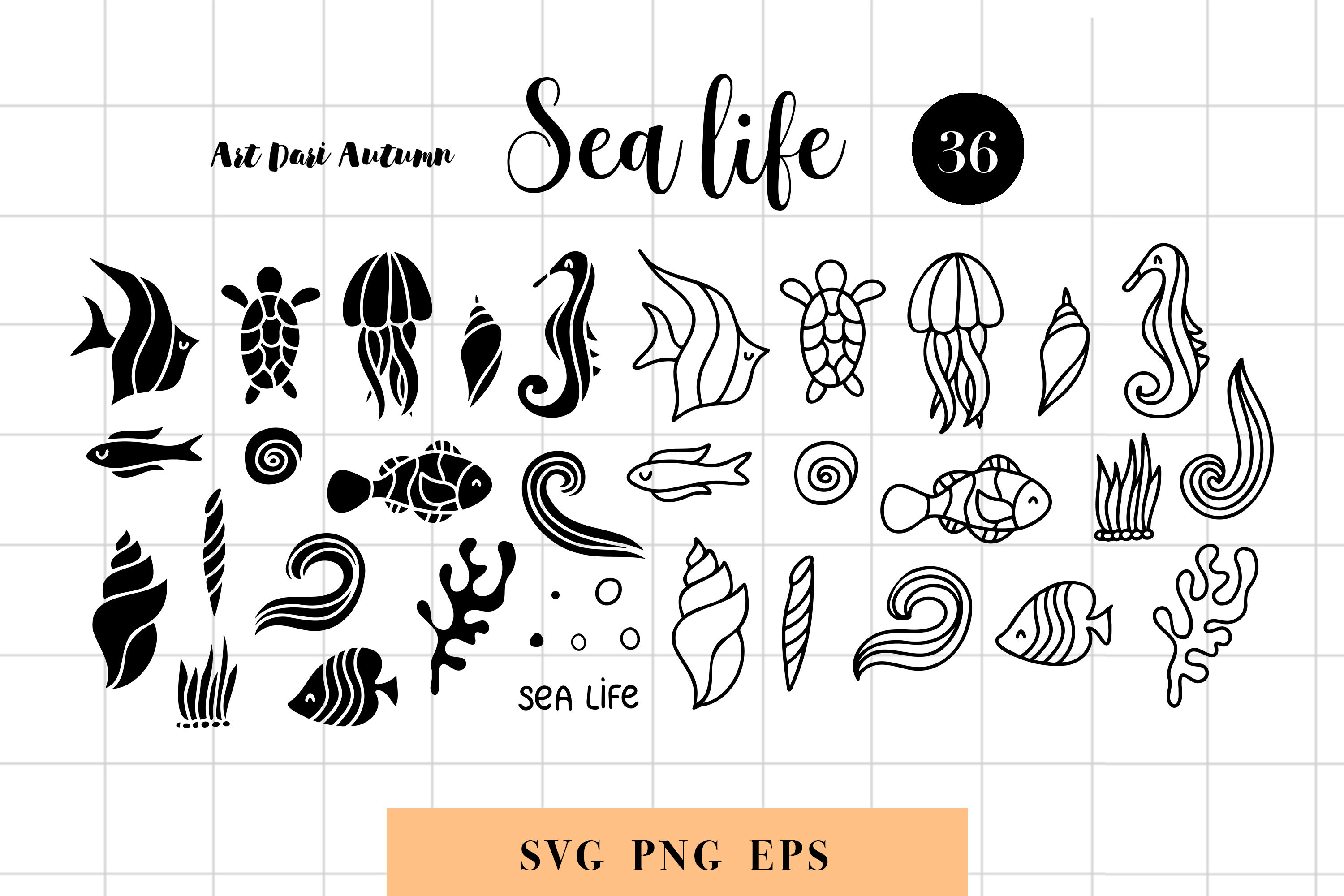 sea life outlines
