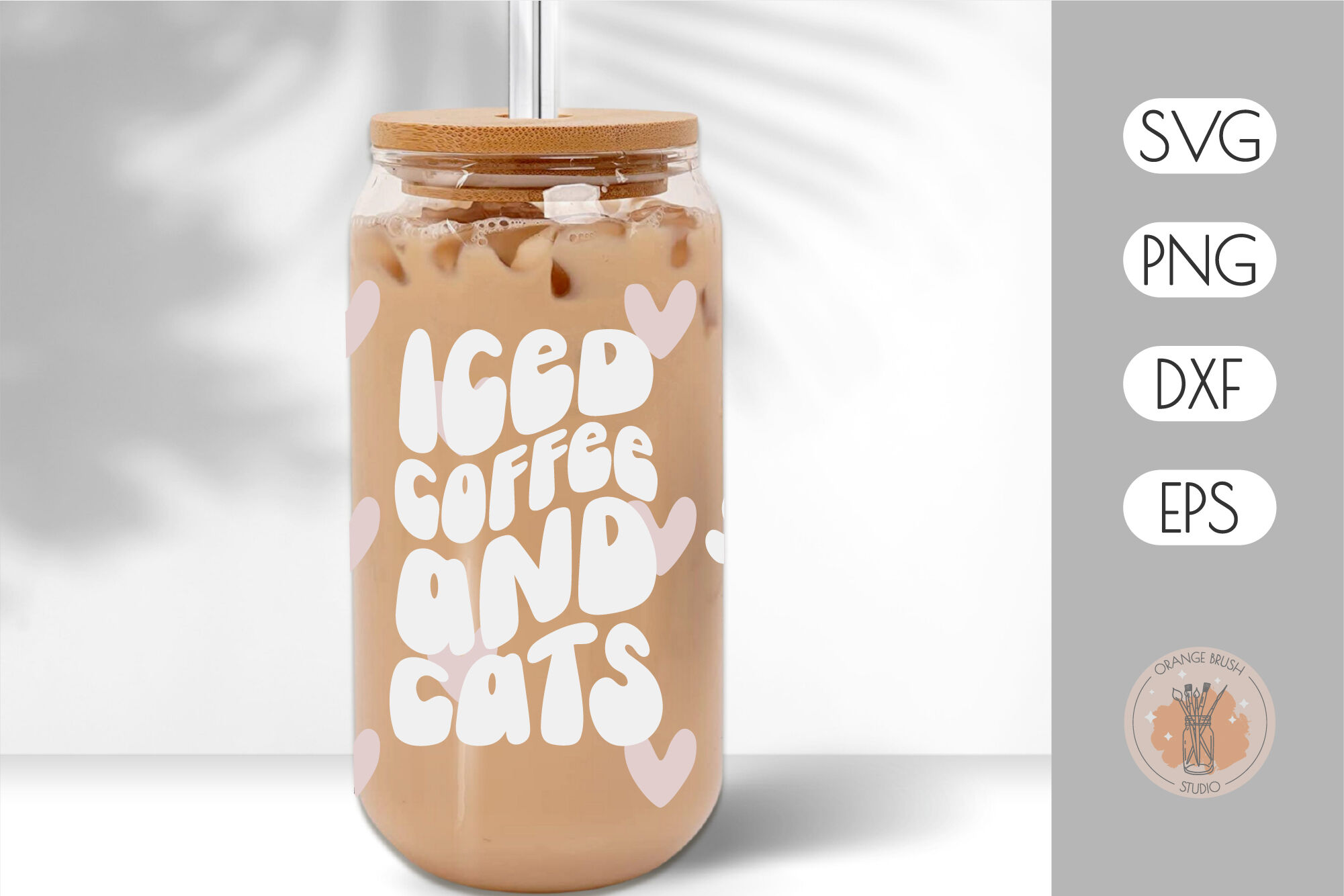 Iced Coffee and Cats SVG Can Glass Wrap Beer Coffee 16 Oz By Orange Brush  Studio