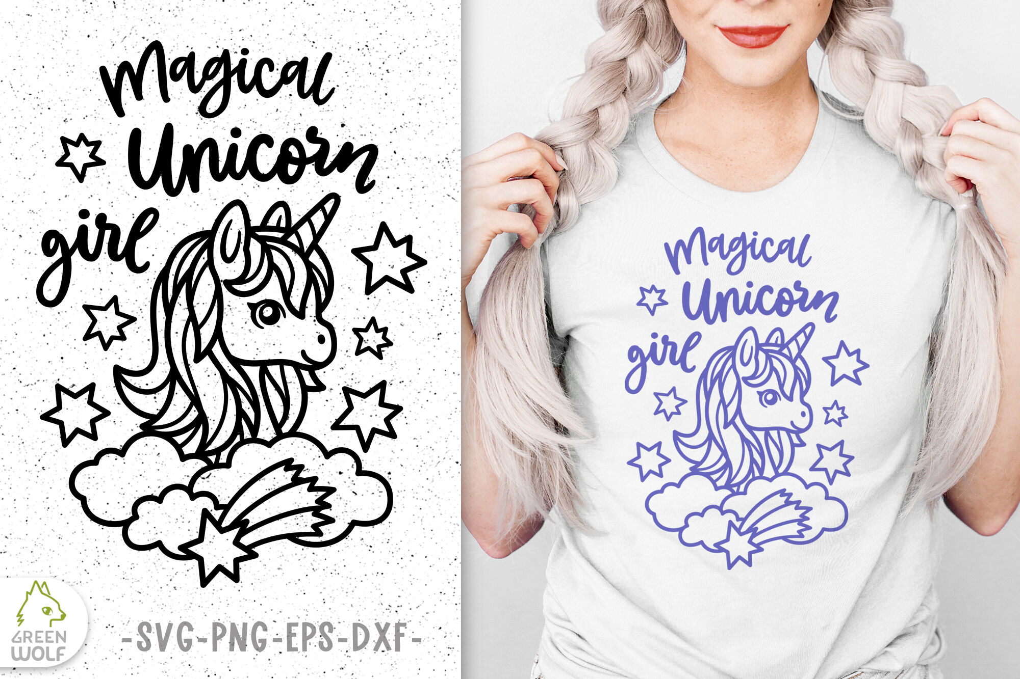 Magical unicorn girl svg file for cricut Unicorn svg t shirt design By  Green Wolf Art