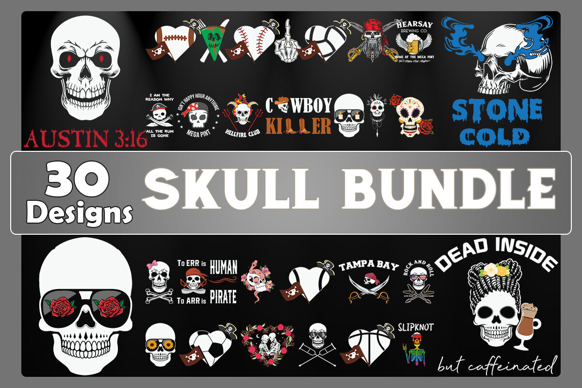 Skull Bundle SVG 30 designs By Pecgine | TheHungryJPEG