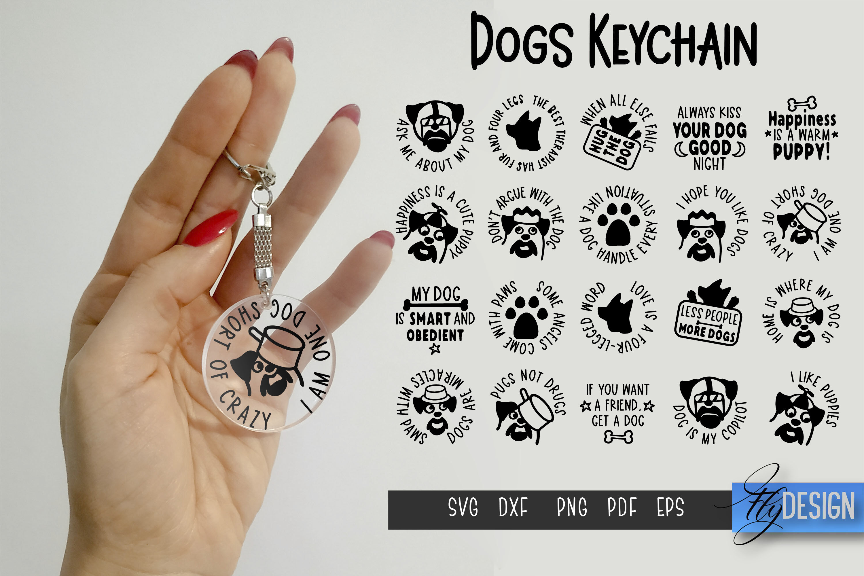 Dogs SVG Bundle Round Keychain Designs Pets Keychain SVG By Fly