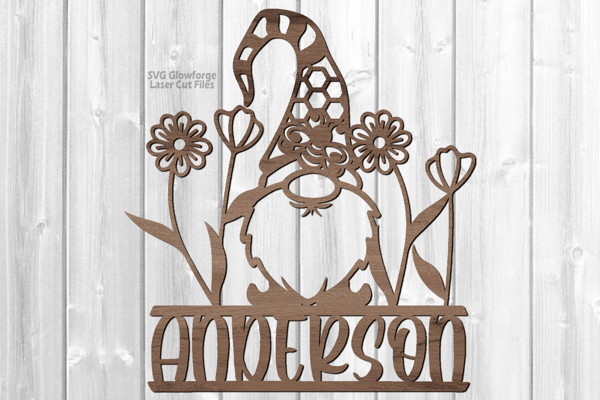 Garden Gnome SVG  Floral Monogram SVG Files By Cloud9DesignSVG