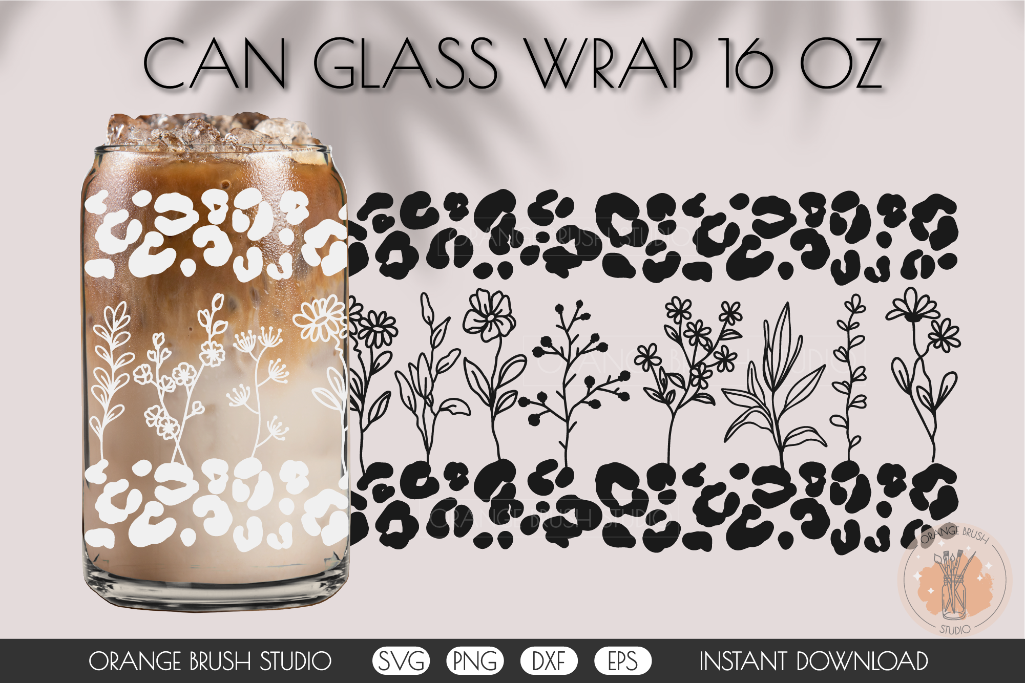 Glass Can 16oz Holiday Floral, Cotton Sublimation Tumbler
