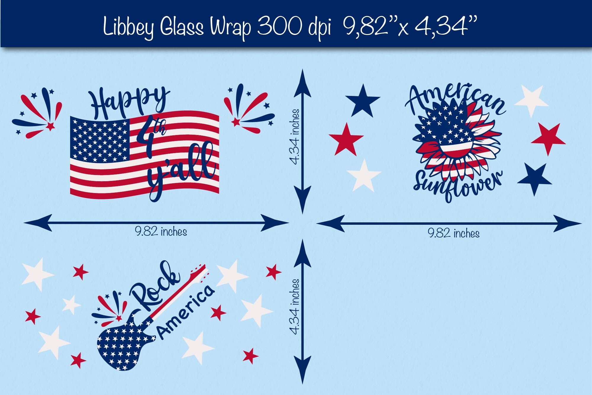 4th of July Glass Can wrap. American sunflower Beer Can Glass Wrap