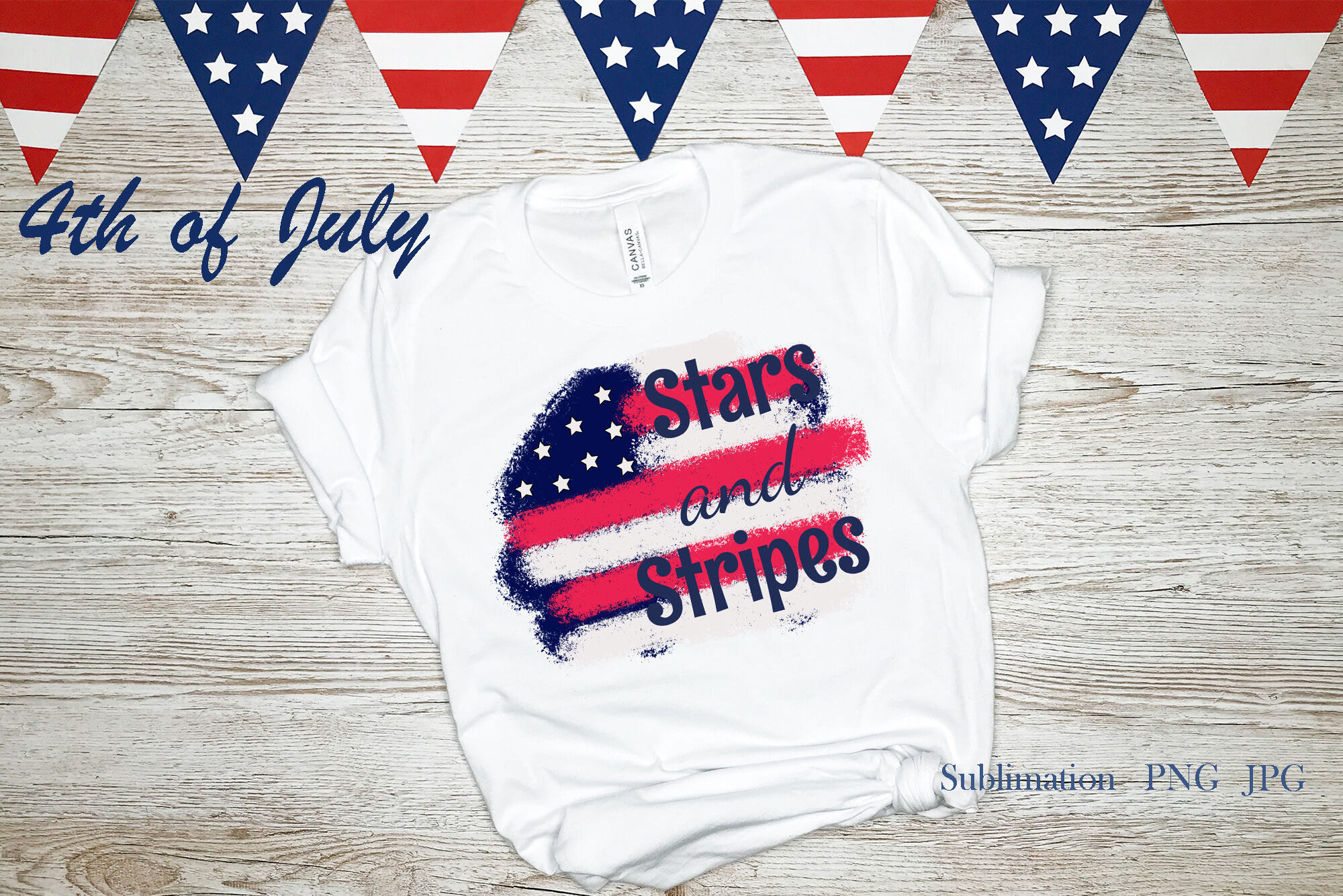 Stars and Stripes T-shirt Sublimation PNG Image Digital 