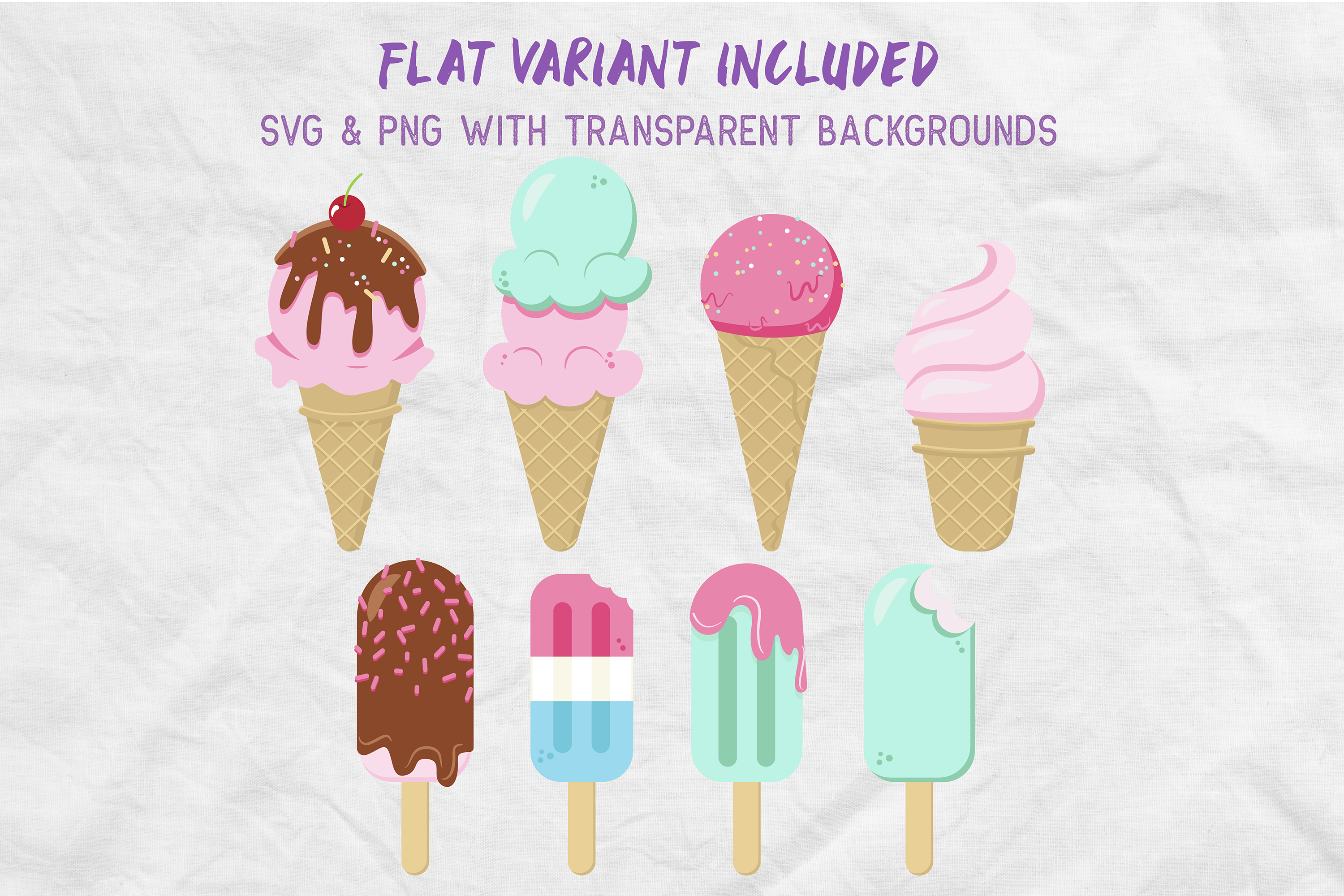 Digital 50 Colorful Ice Cream Clipart PNG Transparent 