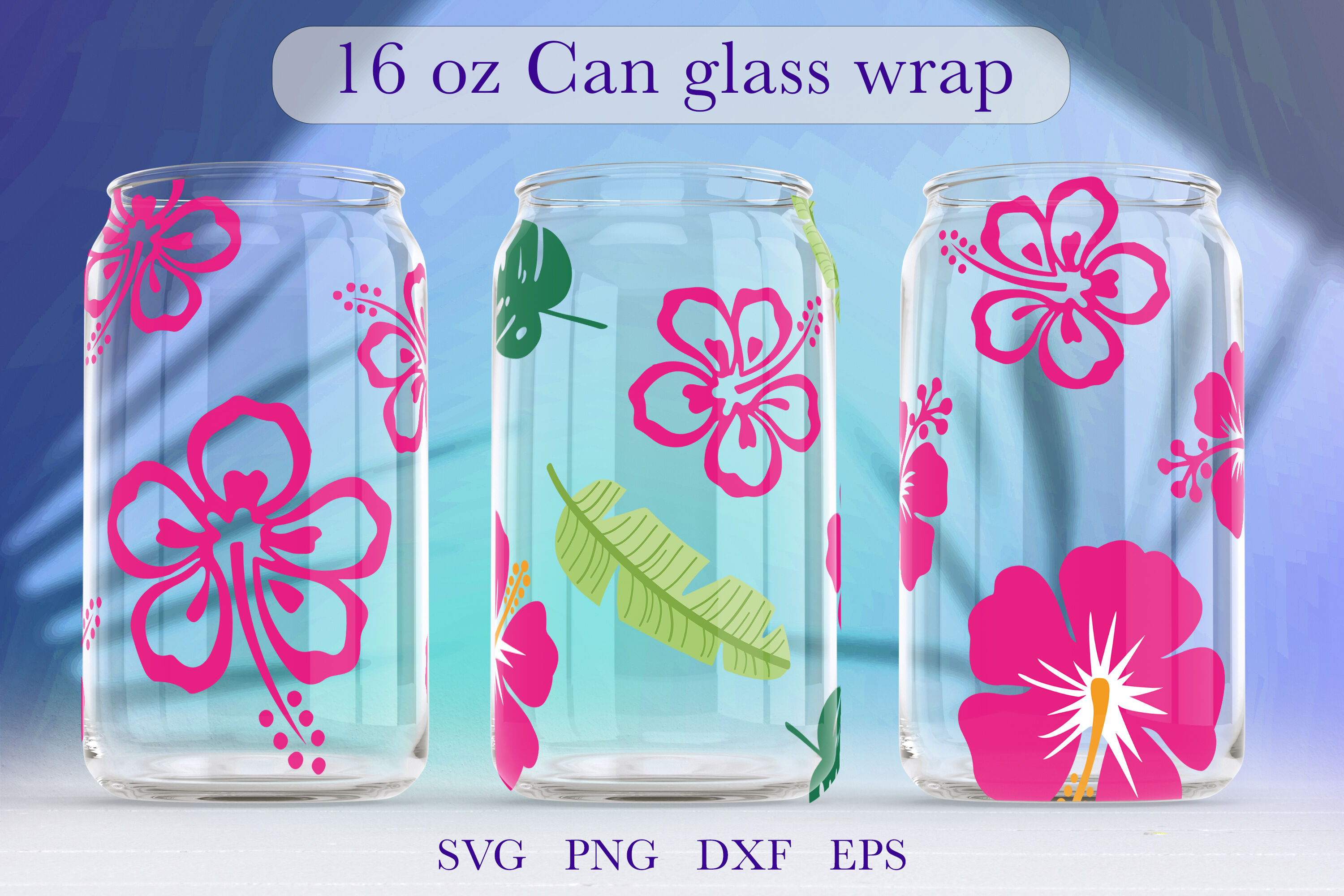 Flower libbey glass can SVG Summer Full Wrap Beer glass can By