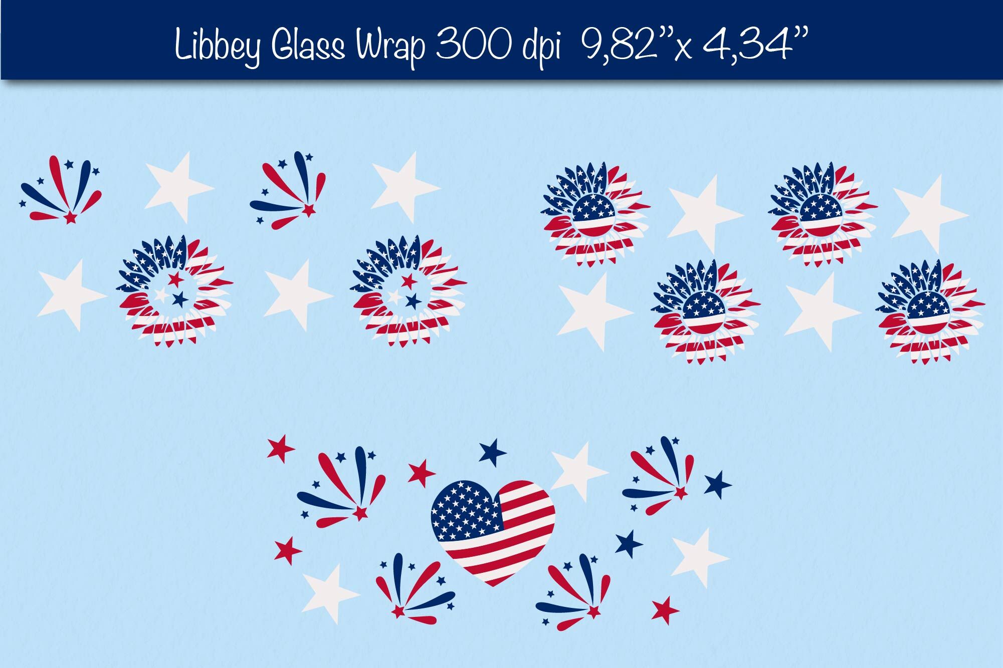 4th of July Glass Can wrap. American sunflower Beer Can Glass Wrap