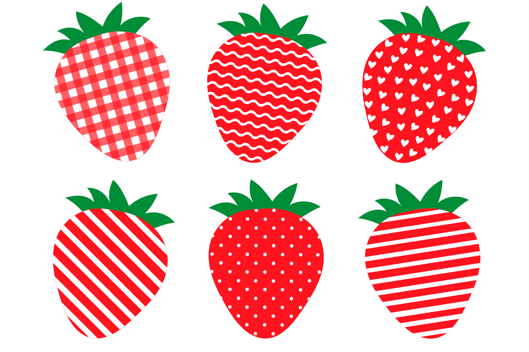 Strawberry SVG, PNG, EPS clipart and seamless patterns