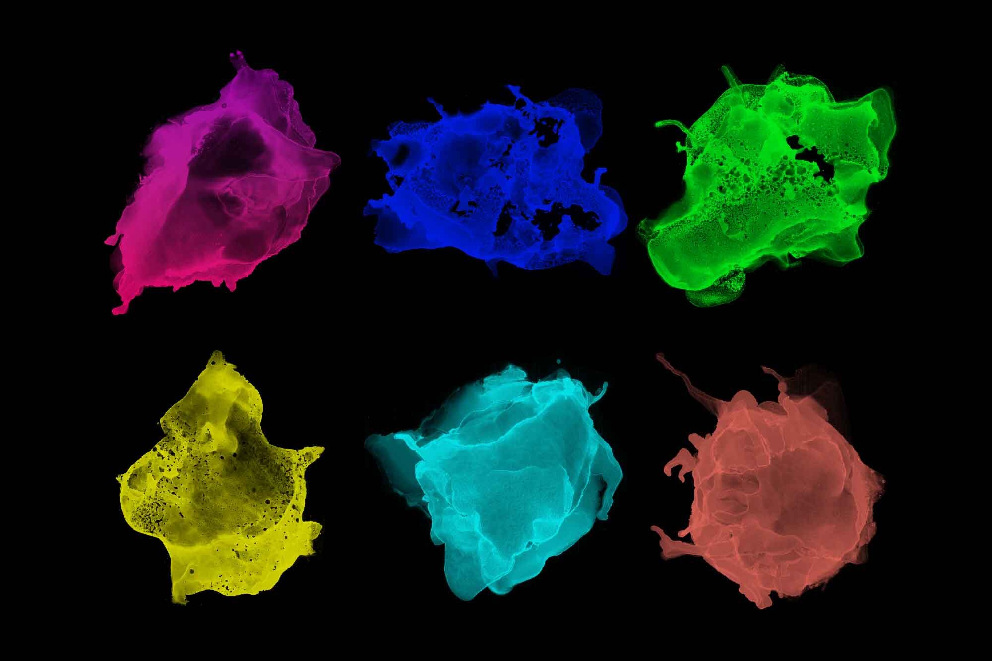 Neon Paint Splatters Overlays Clipart PNG