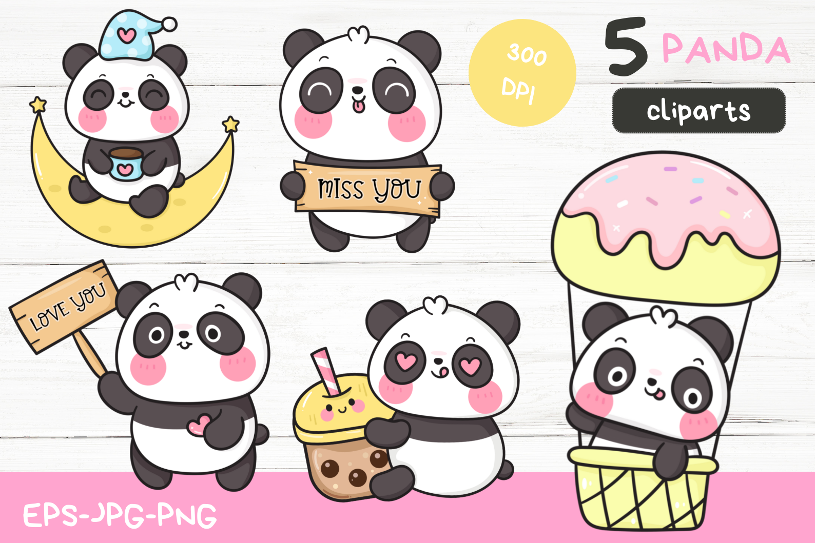 Cute kawaii panda illustration