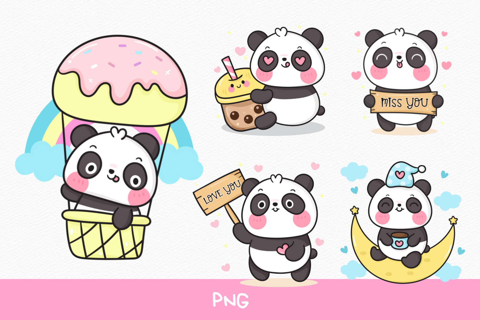 Panda Clipart, Cute Pand Clip art, Bear Clipart, Kawaii Panda By My First  Invite
