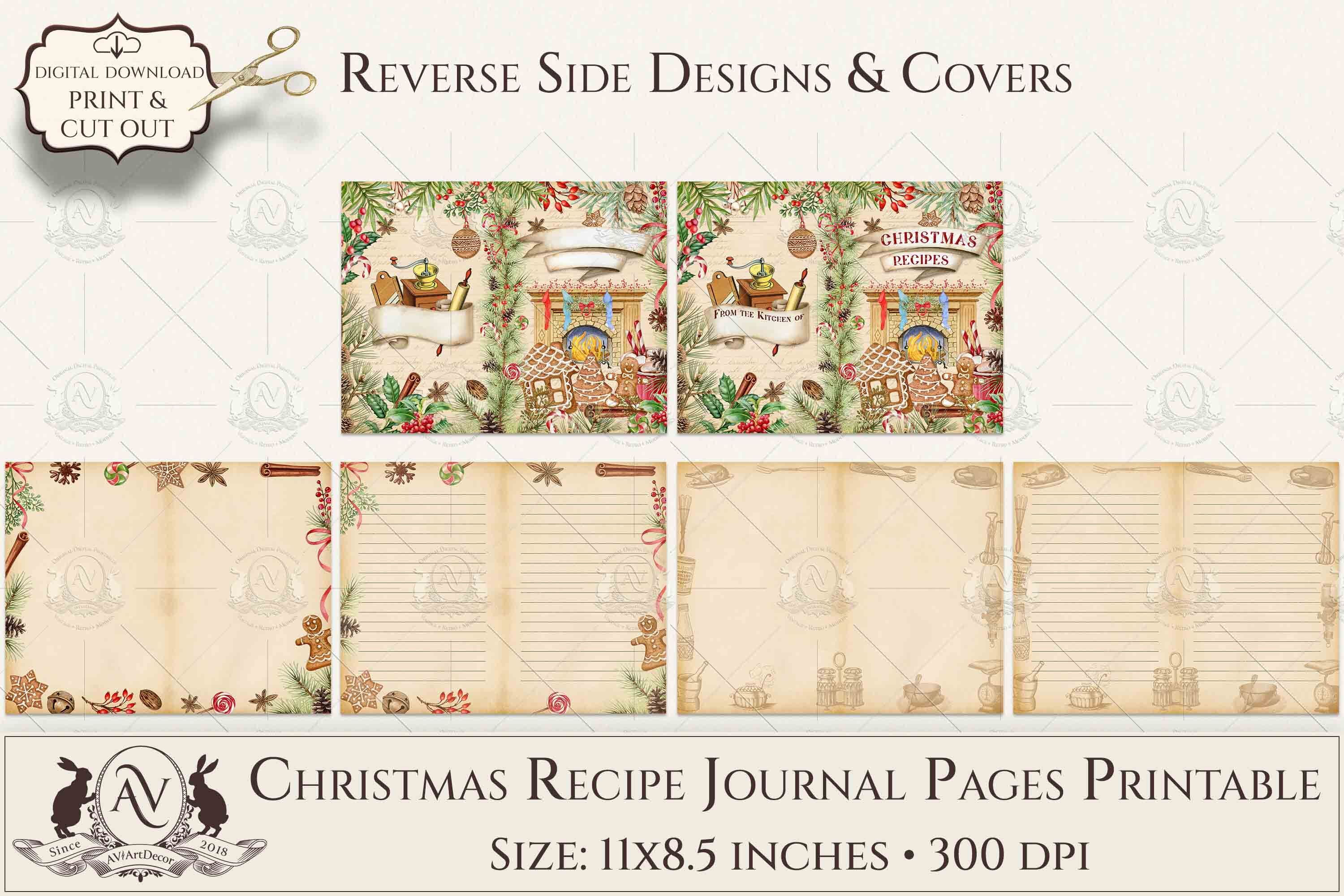 Xmas Junk Journal | Blank Recipe Book Pages Printable By AVArtDecor ...