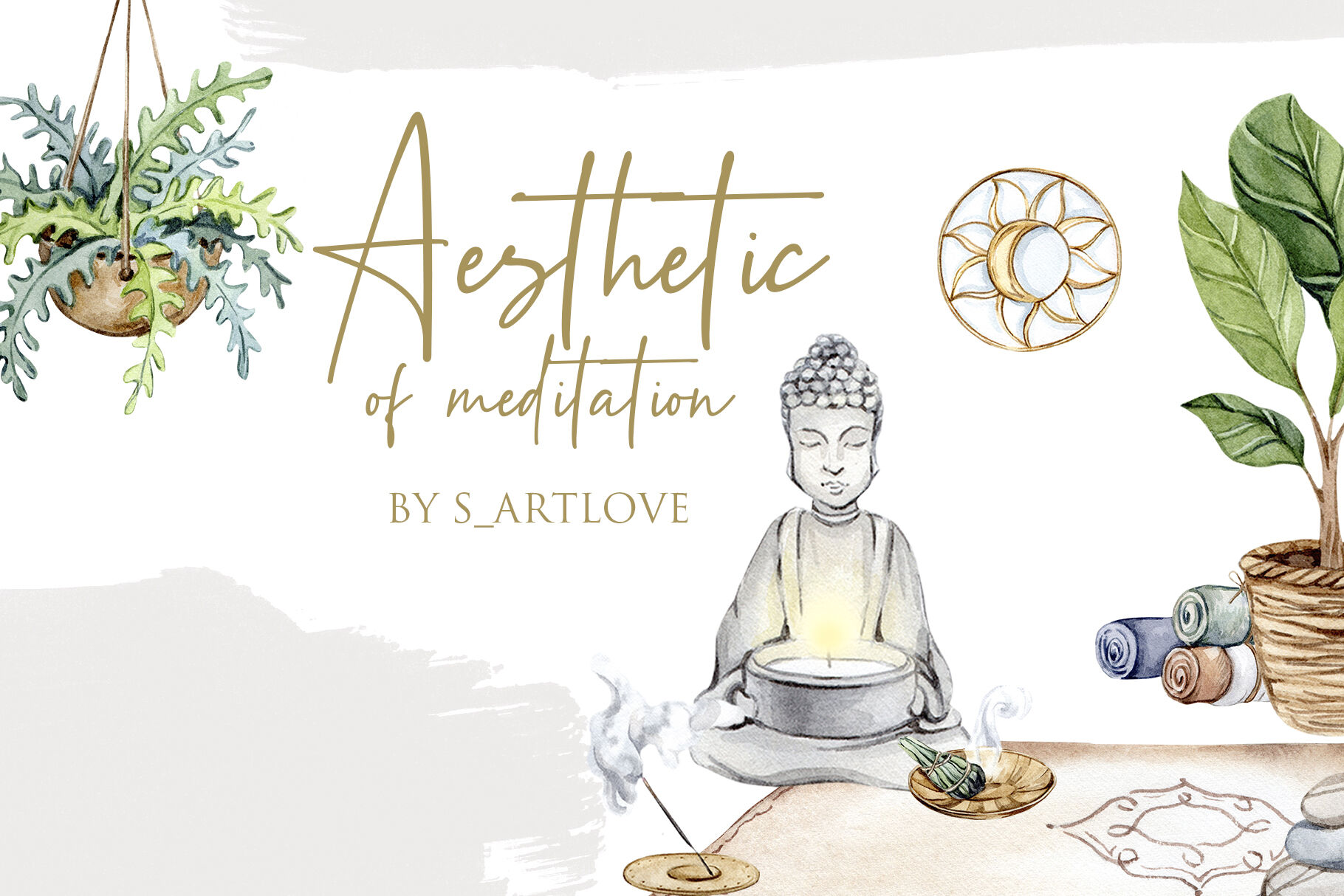 Meditation Accessories Clipart By S_ARTLOVE