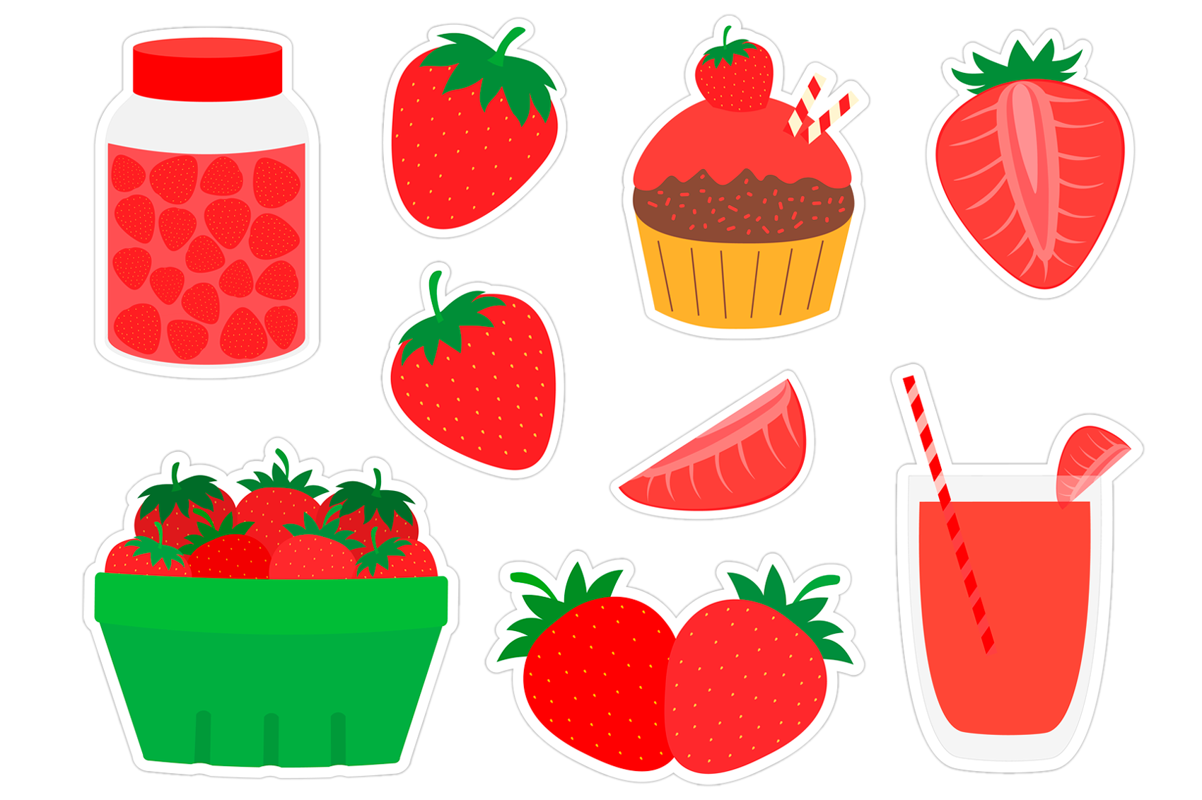 Strawberry stickers PNG. Strawberry stickers printable By IrinaShishkova