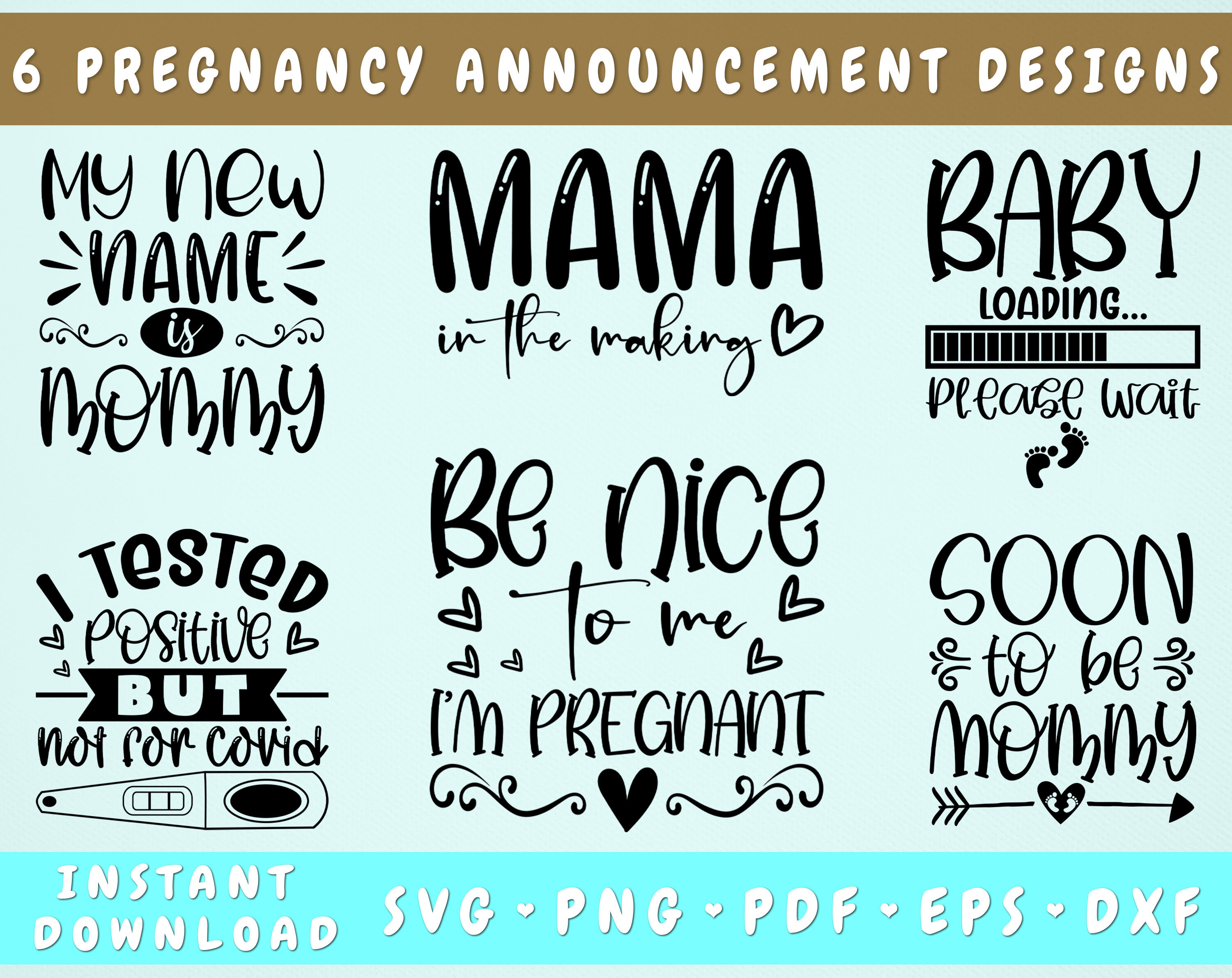 Pregnancy Announcement Svg Bundle 6 Designs Maternity Svg Png By