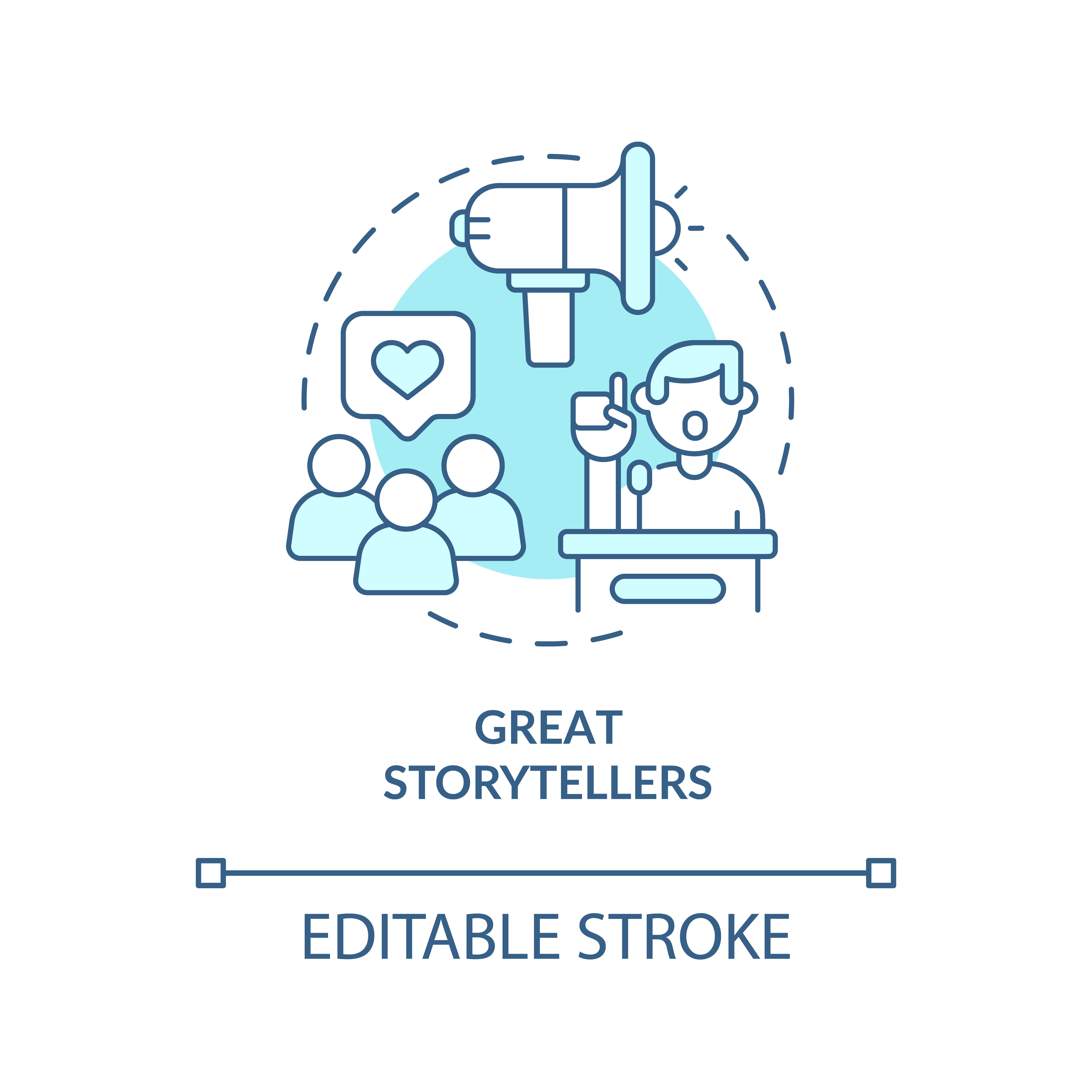 Great Storytellers Turquoise Concept Icon By Bsd Studio Thehungryjpeg