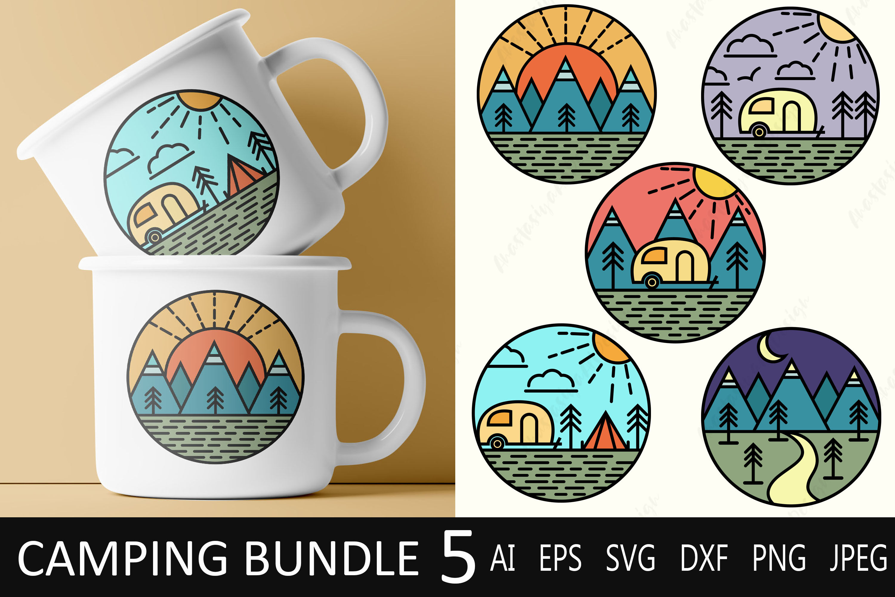 Camping bundle, Travel svg bundle, Nature svg, Outdoor dxf By Ananas