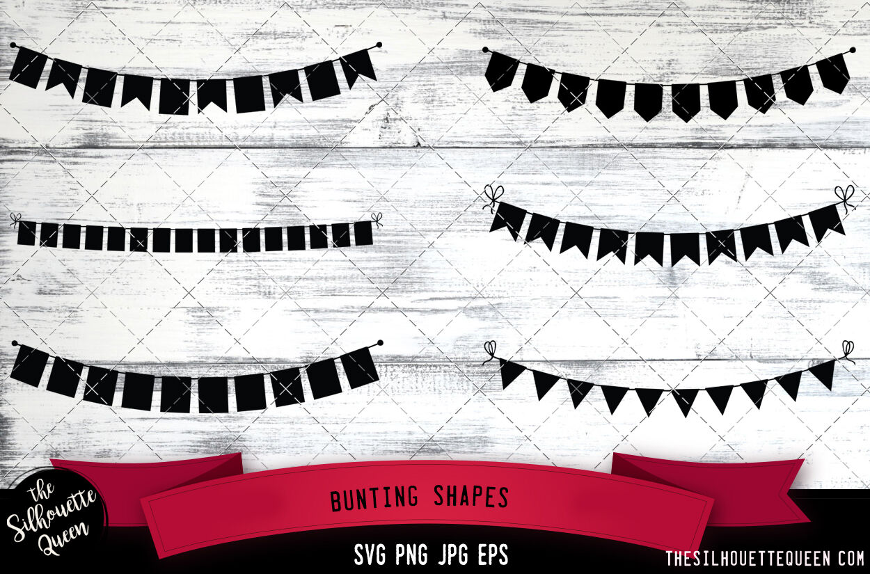 Bunting Shapes Silhouette Vector By The Silhouette Queen | TheHungryJPEG